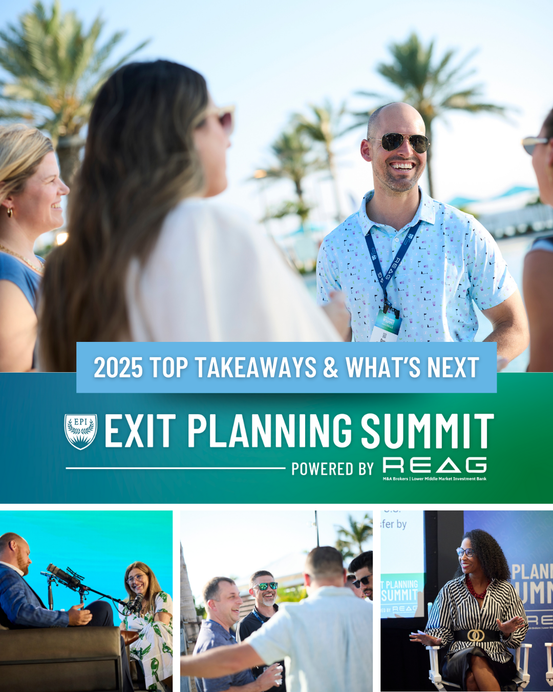 2025 Top Takeaways & What's Next Exit Planning Summit man and women attendees chat at the Summit