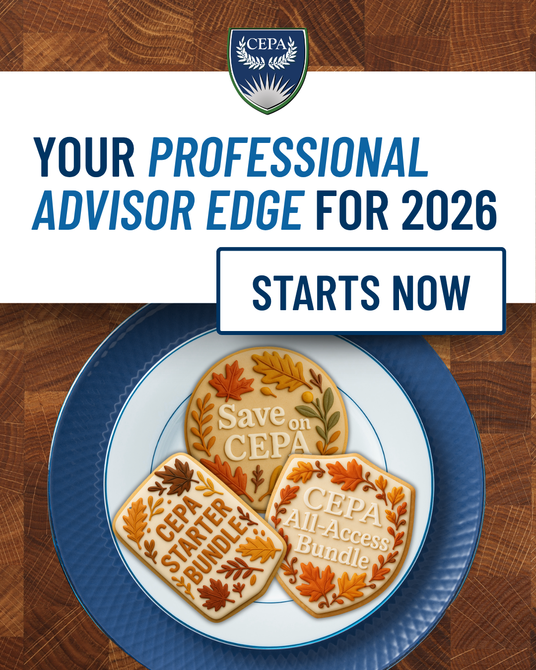 CEPA 2026 promotion cookies on plate with the text